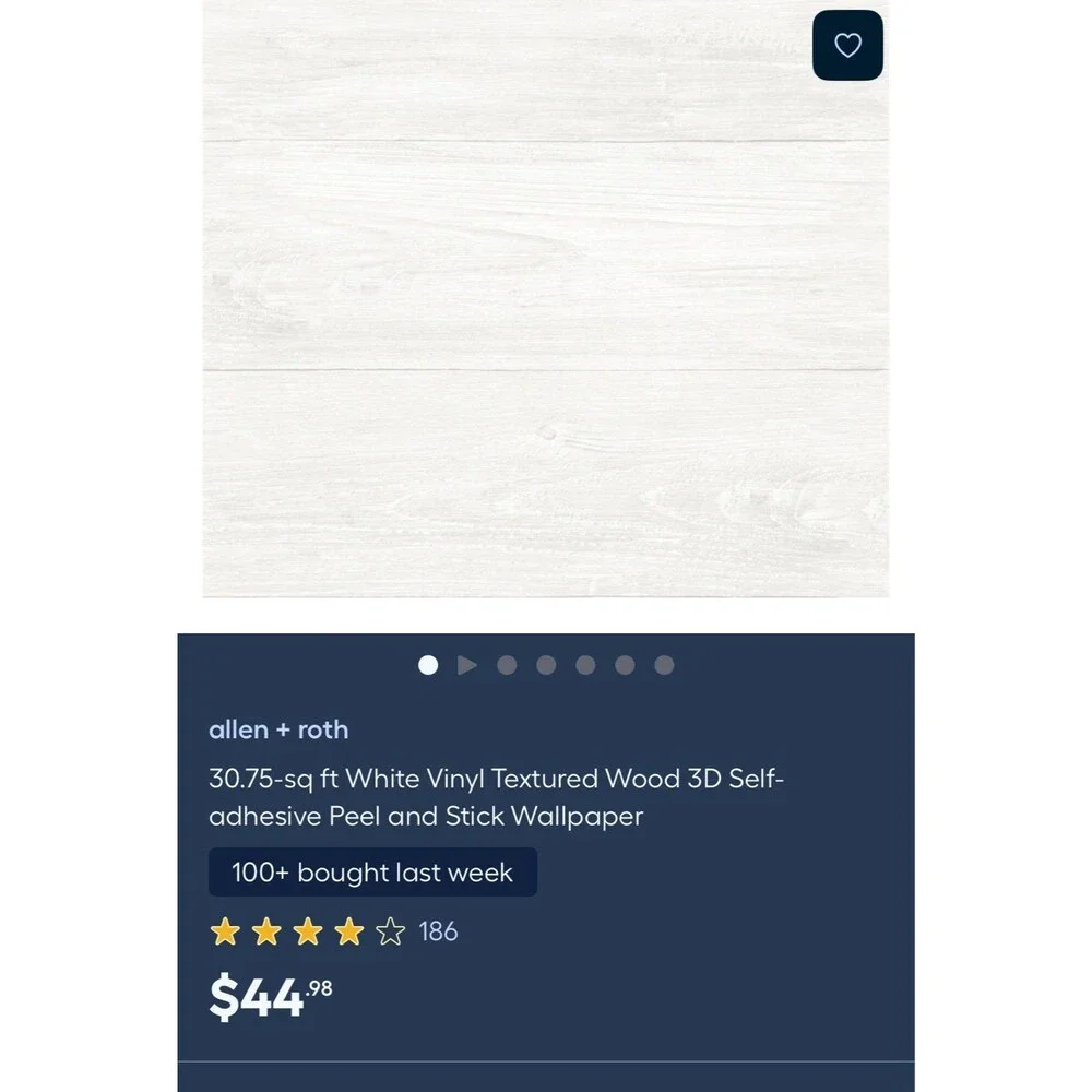Allen Roth White Wood peel and stick wallpaper roll